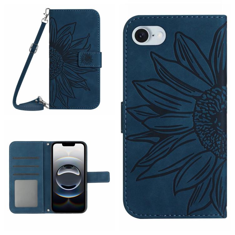 Skin Feel Sun Flower Embossed Flip Leather Phone Case with Lanyard, For iPhone 17e / 16e, For iPhone 17 Pro Max
