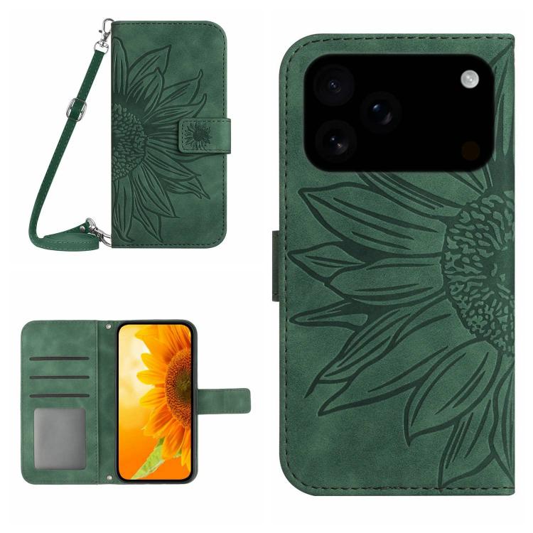 Skin Feel Sun Flower Embossed Flip Leather Phone Case with Lanyard, For iPhone 17e / 16e, For iPhone 17 Pro Max