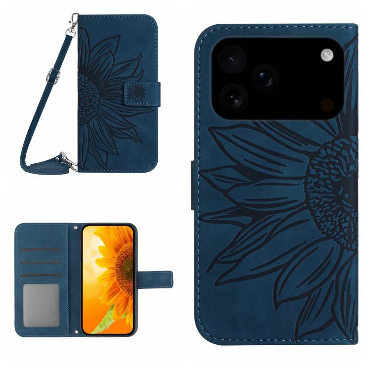 Skin Feel Sun Flower Embossed Flip Leather Phone Case with Lanyard, For iPhone 17e / 16e, For iPhone 17 Pro Max