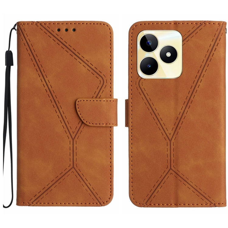 Stitching Embossed Leather Phone Case, For Realme 11 5G Global, For Realme C53, For Realme 11 4G Global, For Realme C65 4G