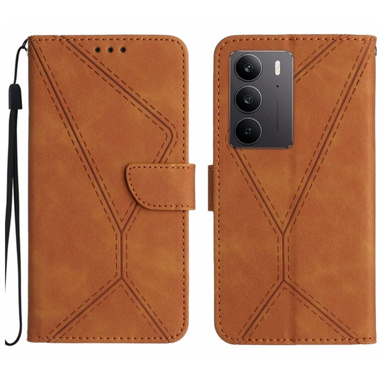 Stitching Embossed Leather Phone Case, For Realme 14 5G Global / P3 5G Global, For Realme P3 Pro 5G Global, For Realme 14 Pro+ 5G, For Realme C75 4G