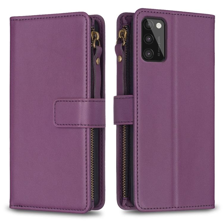 9 Card Slots Zipper Wallet Leather Flip Phone Case, For Samsung Galaxy S22+ 5G, For Samsung Galaxy S22 5G, For Samsung Galaxy A03s, For Samsung Galaxy A41