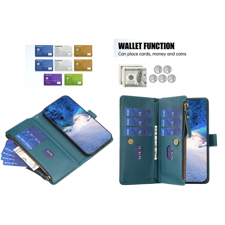 9 Card Slots Zipper Wallet Leather Flip Phone Case, For Samsung Galaxy S22+ 5G, For Samsung Galaxy S22 5G, For Samsung Galaxy A03s, For Samsung Galaxy A41