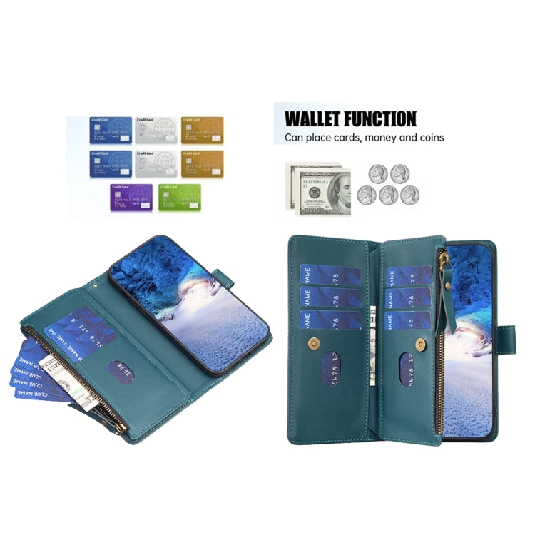 9 Card Slots Zipper Wallet Leather Flip Phone Case, For Samsung Galaxy A55, For Samsung Galaxy A24 4G, For Samsung Galaxy A15, For Samsung Galaxy S24 Ultra 5G
