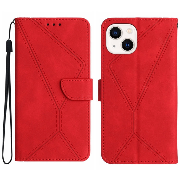 Stitching Embossed Leather Phone Case, For iPhone 15