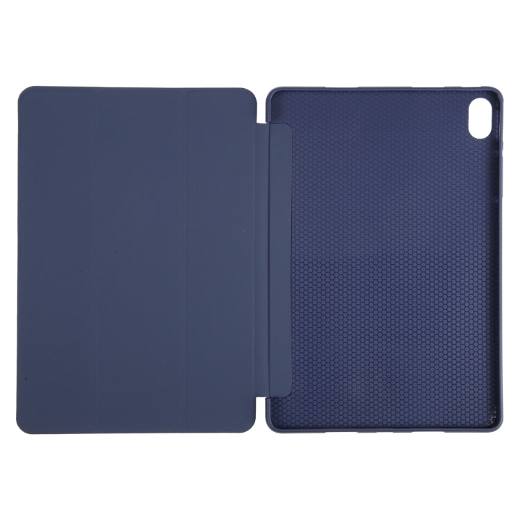 For Huawei MatePad SE 11 GEBEI 3-folding Holder Shockproof Flip Leather Tablet Case(Dark Blue)