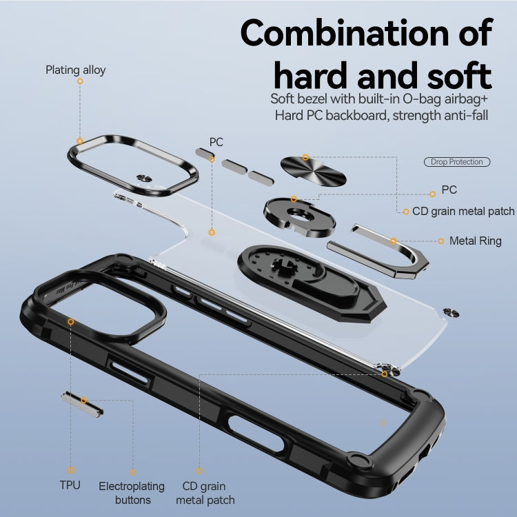 TPU + PC Lens Protection Phone Case with Ring Holder, For iPhone 16 Pro Max, For iPhone 16 Pro, For iPhone 16 Plus, For iPhone 16