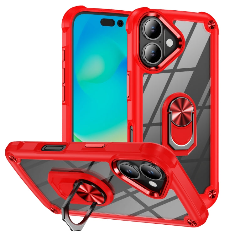 TPU + PC Lens Protection Phone Case with Ring Holder, For iPhone 16 Pro Max, For iPhone 16 Pro, For iPhone 16 Plus, For iPhone 16
