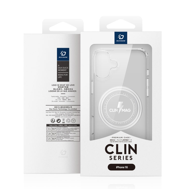 For iPhone 16 DUX DUCIS Clin Mag Series Magsafe TPU Phone Case(Transparent)