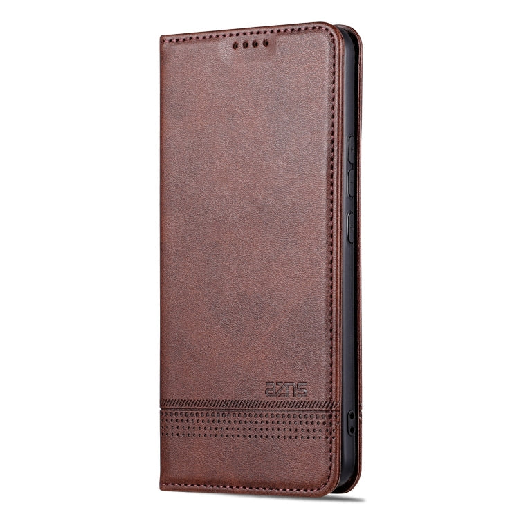 For Xiaomi Redmi K60 Ultra/Mi 13T/13T Pro AZNS Magnetic Calf Texture Flip Leather Phone Case(Dark Brown)