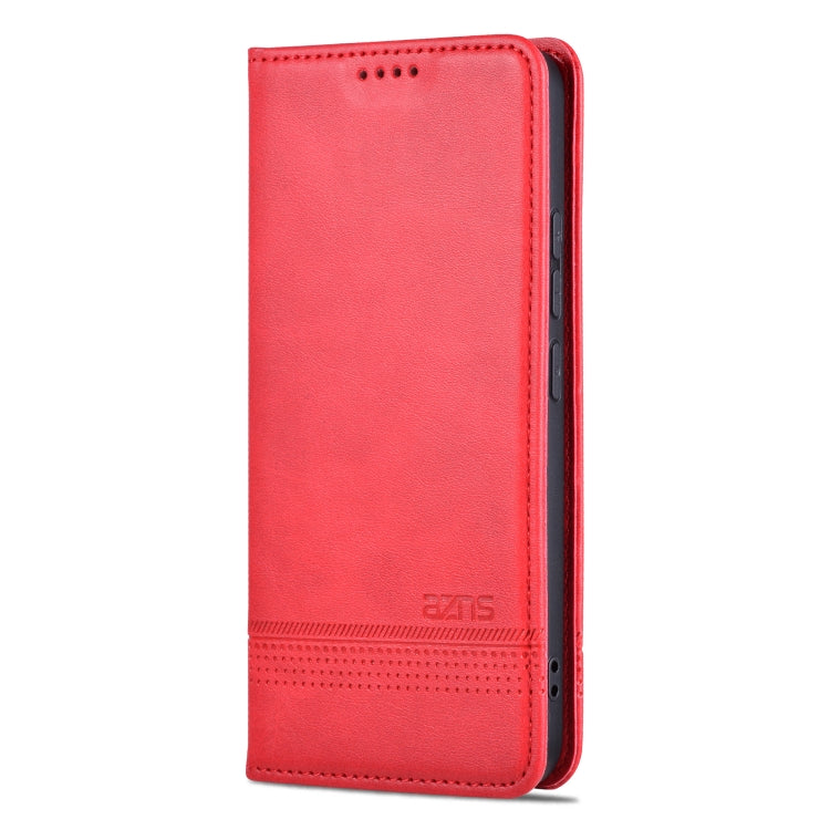 For Xiaomi 14 AZNS Magnetic Calf Texture Flip Leather Phone Case(Red)