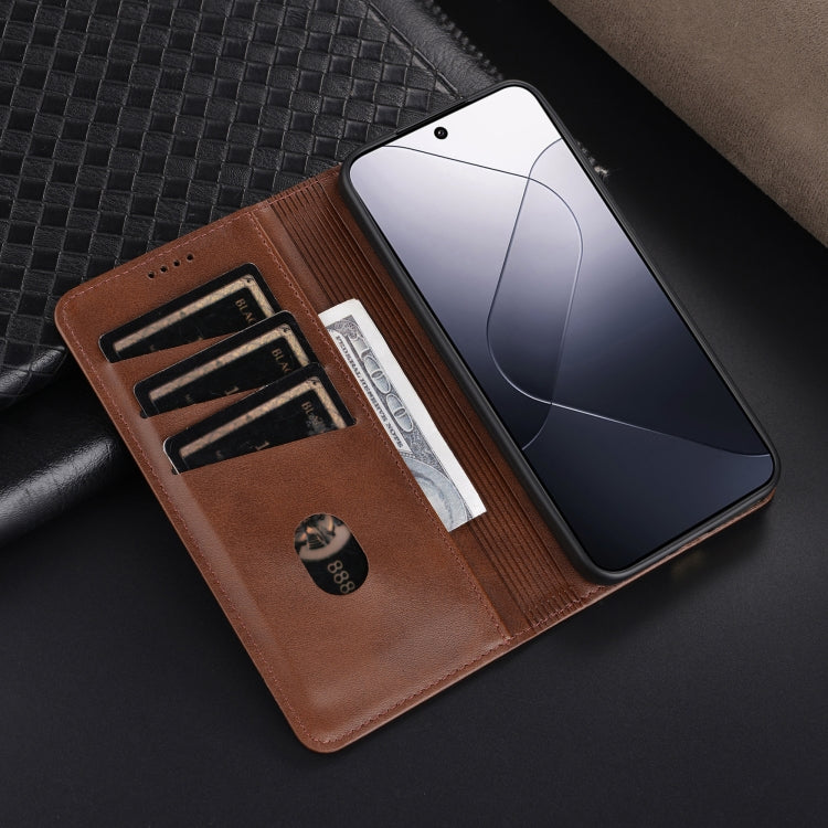 For Xiaomi 14 Pro AZNS Magnetic Calf Texture Flip Leather Phone Case(Black)
