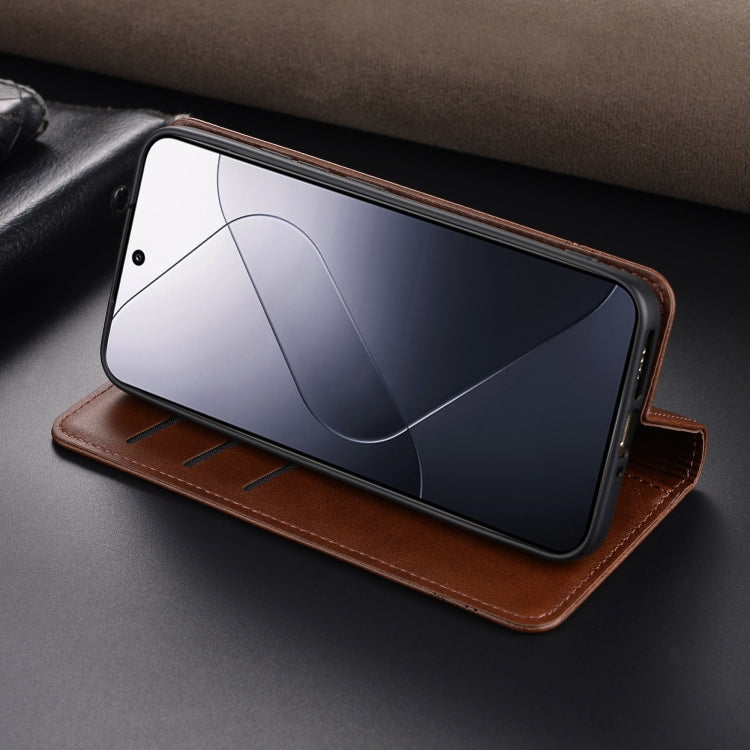 For Xiaomi 14 Pro AZNS Magnetic Calf Texture Flip Leather Phone Case(Black)