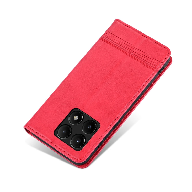 For Xiaomi Redmi K70E AZNS Magnetic Calf Texture Flip Leather Phone Case(Red)