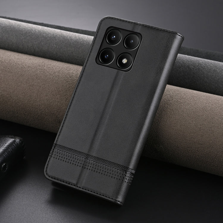 For Xiaomi Redmi K70E AZNS Magnetic Calf Texture Flip Leather Phone Case(Black)