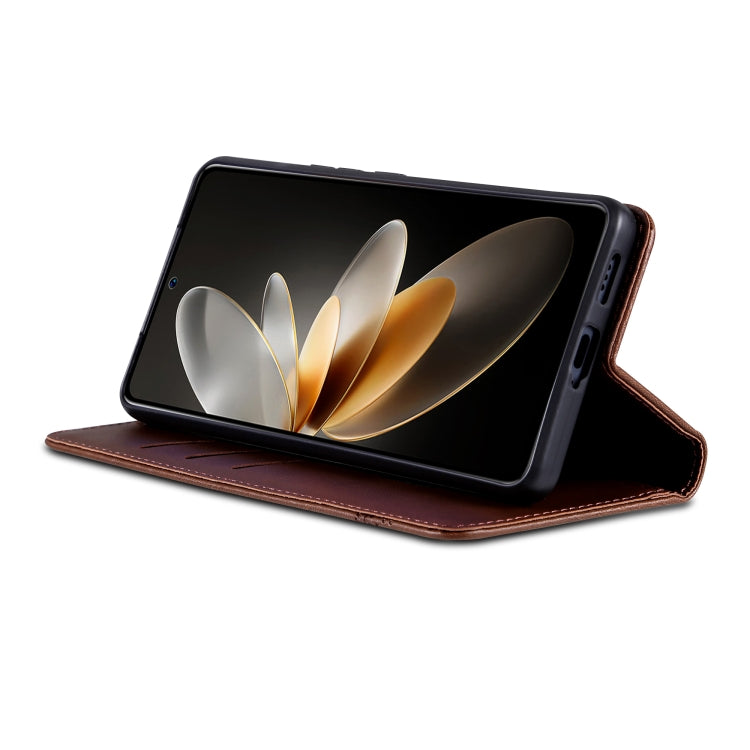 For Xiaomi Redmi K70E AZNS Magnetic Calf Texture Flip Leather Phone Case(Dark Brown)