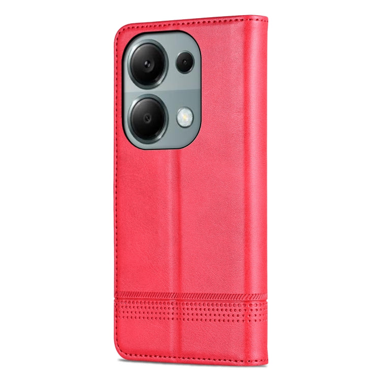 For Xiaomi Redmi Note 13 Pro 4G AZNS Magnetic Calf Texture Flip Leather Phone Case(Red)