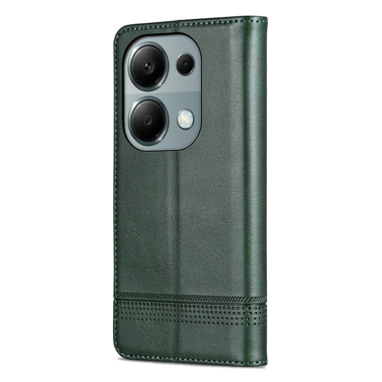 For Xiaomi Redmi Note 13 Pro 4G AZNS Magnetic Calf Texture Flip Leather Phone Case(Dark Green)