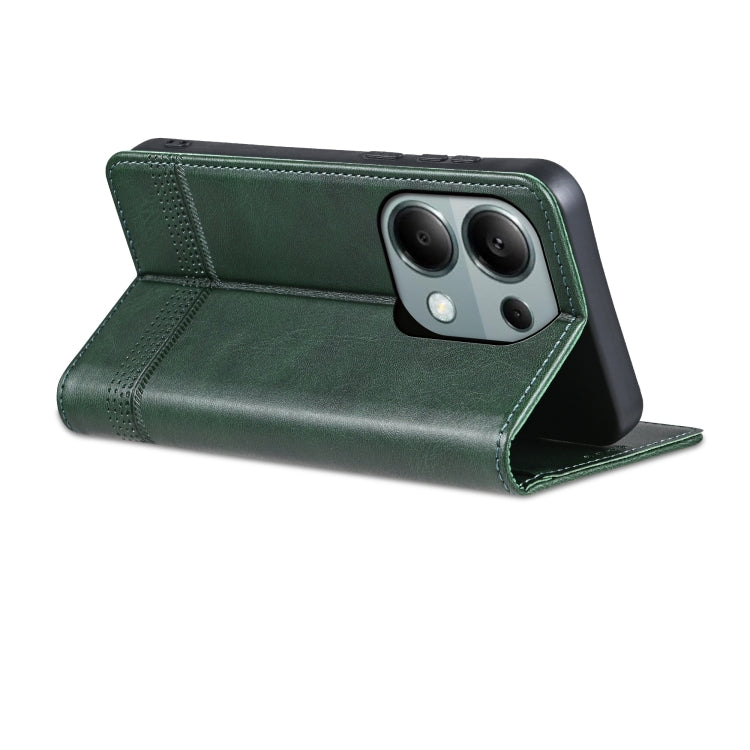 For Xiaomi Redmi Note 13 Pro 4G AZNS Magnetic Calf Texture Flip Leather Phone Case(Dark Green)