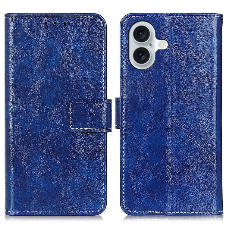 Retro Crazy Horse Texture Horizontal Flip Leather Phone Case, For iPhone 16, For iPhone 15 Pro Max, For iPhone 15 Pro, For iPhone 15 Plus