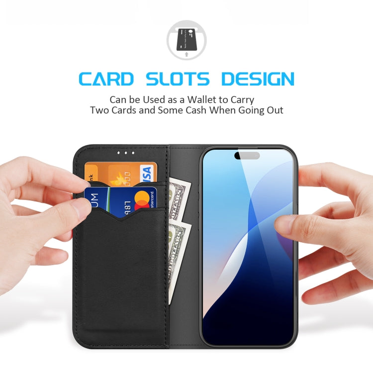 For iPhone 16 Pro Max DUX DUCIS Hivo Series Cowhide + PU + TPU Flip Phone Case(Black)