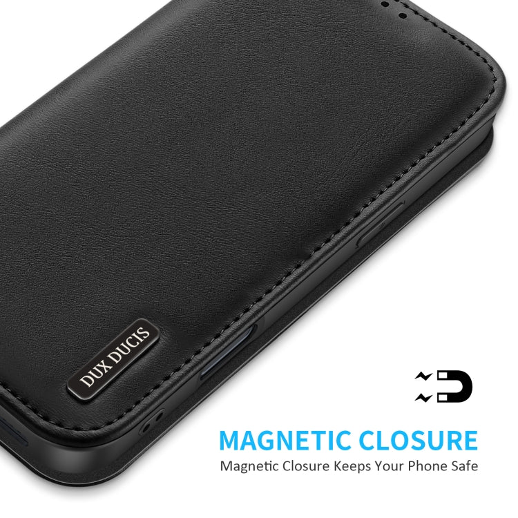 For iPhone 16 Pro Max DUX DUCIS Hivo Series Cowhide + PU + TPU Flip Phone Case(Black)