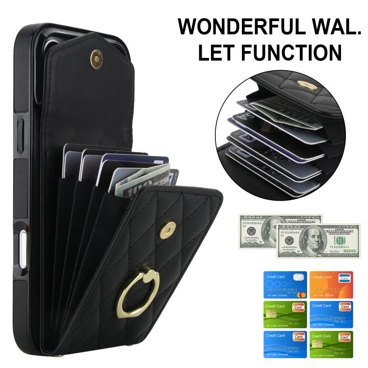 Rhombic Texture Card Bag Phone Case with Long Lanyard, For iPhone 17e / 16e, For iPhone 17 Pro Max, For iPhone 17 Pro