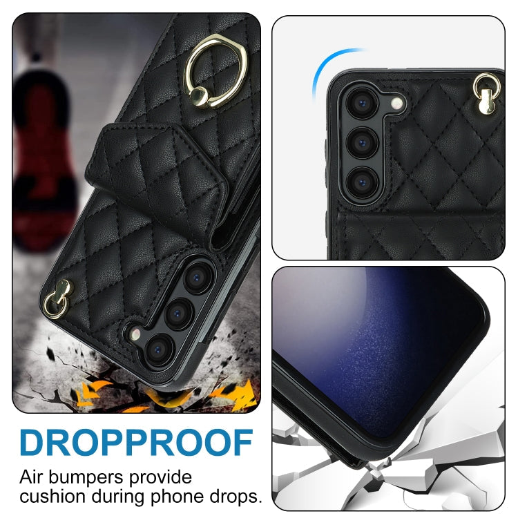Rhombic Texture Card Bag Phone Case with Long Lanyard, For Samsung Galaxy S23+ 5G, For Samsung Galaxy S23 5G, For Samsung Galaxy Note20 Ultra