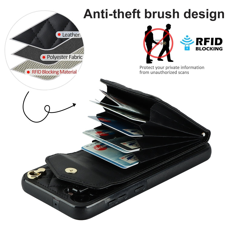 Rhombic Texture Card Bag Phone Case with Long Lanyard, For Samsung Galaxy S23+ 5G, For Samsung Galaxy S23 5G, For Samsung Galaxy Note20 Ultra
