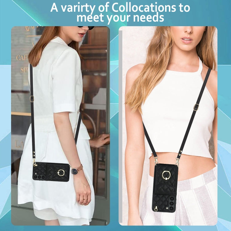 Rhombic Texture Card Bag Phone Case with Long Lanyard, For Samsung Galaxy S23+ 5G, For Samsung Galaxy S23 5G, For Samsung Galaxy Note20 Ultra