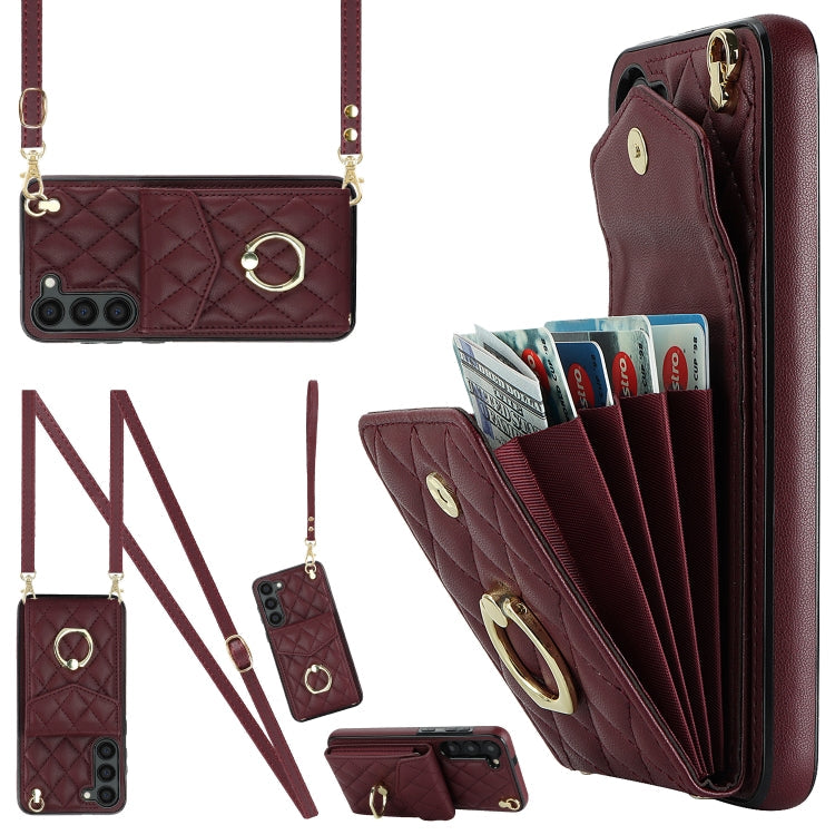 Rhombic Texture Card Bag Phone Case with Long Lanyard, For Samsung Galaxy S23+ 5G, For Samsung Galaxy S23 5G, For Samsung Galaxy Note20 Ultra