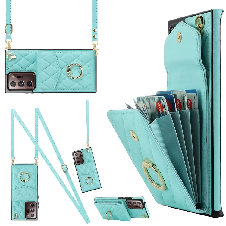 Rhombic Texture Card Bag Phone Case with Long Lanyard, For Samsung Galaxy S23+ 5G, For Samsung Galaxy S23 5G, For Samsung Galaxy Note20 Ultra