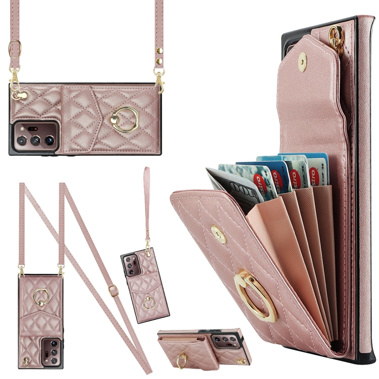 Rhombic Texture Card Bag Phone Case with Long Lanyard, For Samsung Galaxy S23+ 5G, For Samsung Galaxy S23 5G, For Samsung Galaxy Note20 Ultra