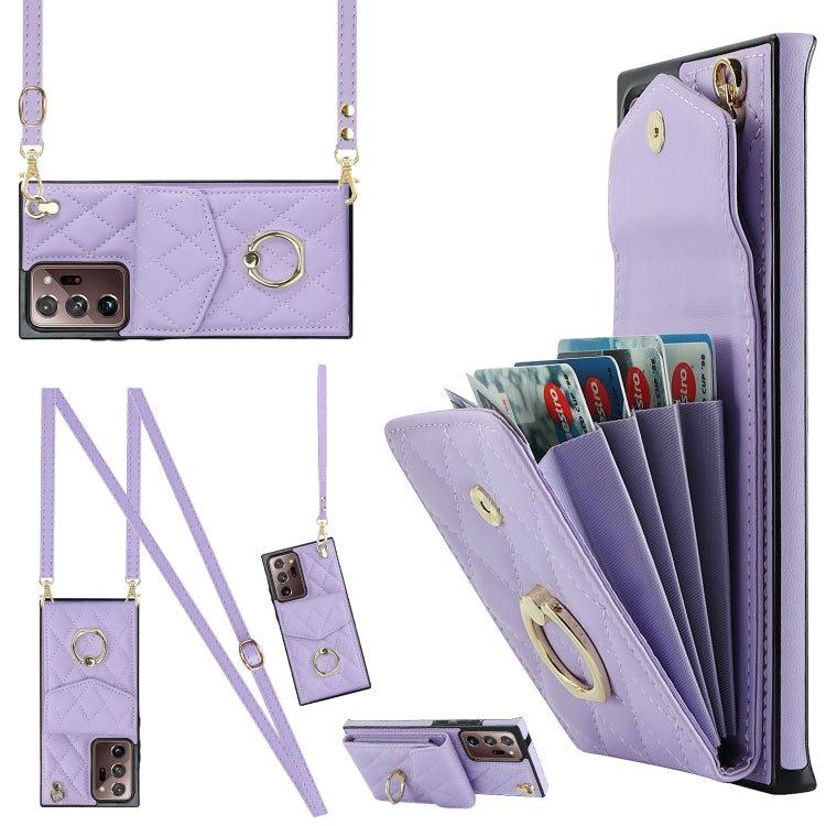 Rhombic Texture Card Bag Phone Case with Long Lanyard, For Samsung Galaxy S23+ 5G, For Samsung Galaxy S23 5G, For Samsung Galaxy Note20 Ultra