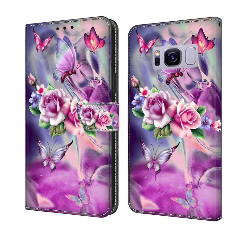 For Samsung Galaxy S8+ Crystal 3D Shockproof Protective Leather Phone Case(Butterfly)