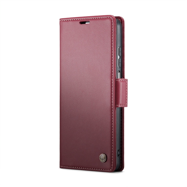 For Realme 10 Pro 5G CaseMe 023 Butterfly Buckle Litchi Texture RFID Anti-theft Leather Phone Case(Wine Red)