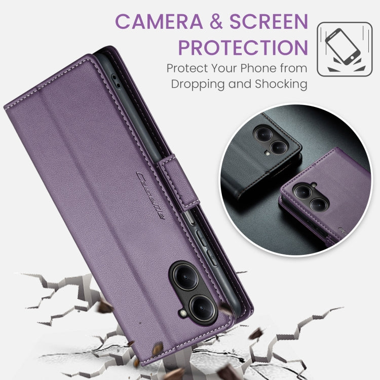 For Realme 10 Pro 5G CaseMe 023 Butterfly Buckle Litchi Texture RFID Anti-theft Leather Phone Case(Pearly Purple)
