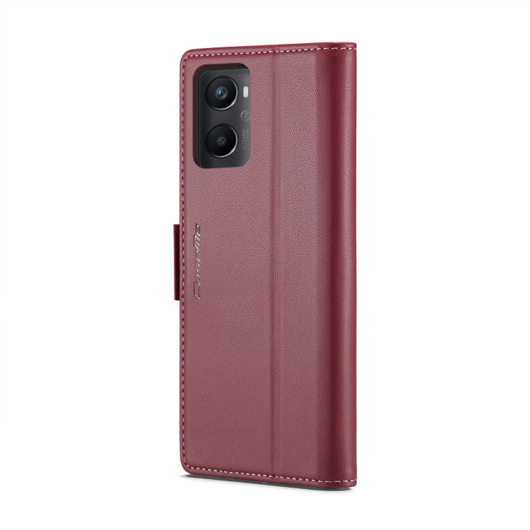 For Realme 9i 4G CaseMe 023 Butterfly Buckle Litchi Texture RFID Anti-theft Leather Phone Case(Wine Red)