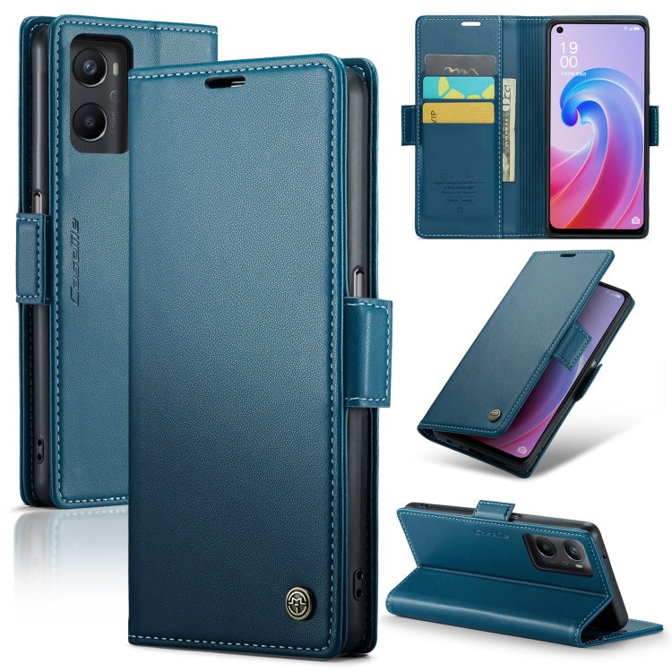 For Realme 9i 4G CaseMe 023 Butterfly Buckle Litchi Texture RFID Anti-theft Leather Phone Case(Blue)