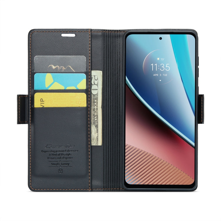For Motorola Moto G Stylus 5G 2023 CaseMe 023 Butterfly Buckle Litchi Texture RFID Anti-theft Leather Phone Case(Black)