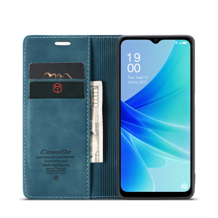 For OPPO A57 4G Global/A57S 4G Global/A77 4G Global CaseMe 013 Multifunctional Horizontal Flip Leather Phone Case(Blue)