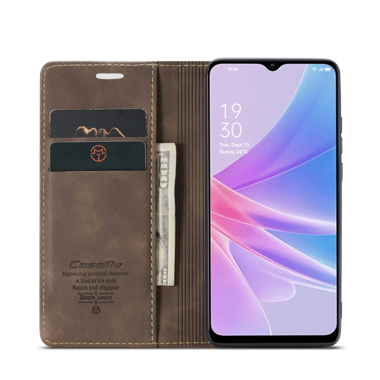 For OPPO A78 5G Global / A1X 5G CaseMe 013 Multifunctional Horizontal Flip Leather Phone Case(Coffee)