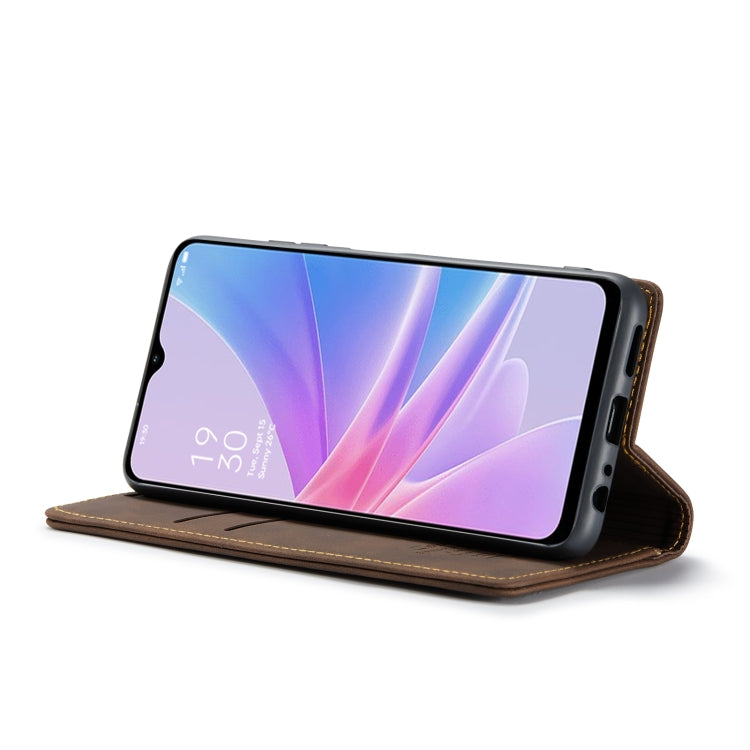 For OPPO A78 5G Global / A1X 5G CaseMe 013 Multifunctional Horizontal Flip Leather Phone Case(Coffee)