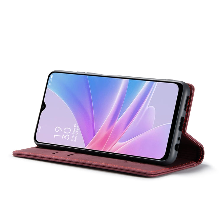 For OPPO A78 5G Global / A1X 5G CaseMe 013 Multifunctional Horizontal Flip Leather Phone Case(Wine Red)