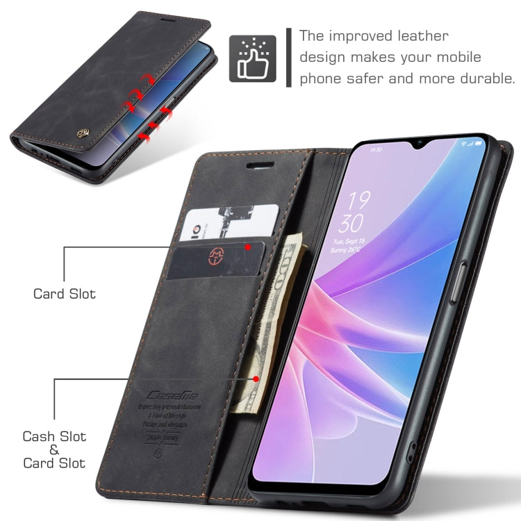 For OPPO A78 5G Global / A1X 5G CaseMe 013 Multifunctional Horizontal Flip Leather Phone Case(Black)