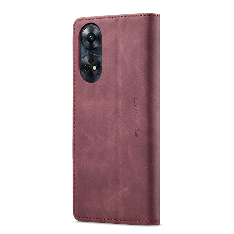 For OPPO Reno8 T 4G CaseMe 013 Multifunctional Horizontal Flip Leather Phone Case(Wine Red)