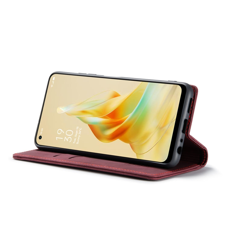 For OPPO Reno8 T 4G CaseMe 013 Multifunctional Horizontal Flip Leather Phone Case(Wine Red)