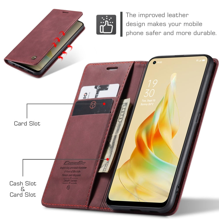 For OPPO Reno8 T 4G CaseMe 013 Multifunctional Horizontal Flip Leather Phone Case(Wine Red)