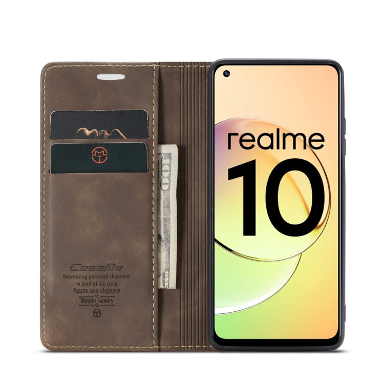 For Realme 10 4G CaseMe 013 Multifunctional Horizontal Flip Leather Phone Case(Coffee)