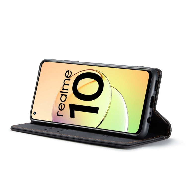 For Realme 10 4G CaseMe 013 Multifunctional Horizontal Flip Leather Phone Case(Black)
